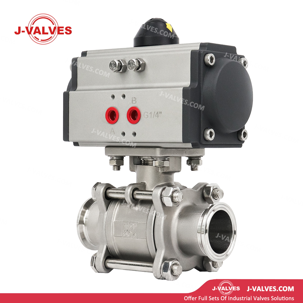 Quality Industrial Valve Product Made in China J-Valves High-Pressure CF8 Stainless Steel Three Piece 1000wog Pneumatic Flanged Ball Valve with Quick Release