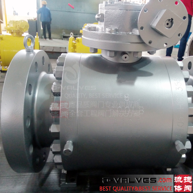 API6D Forged Steel 3PC Trunnion Ball Valve With Gear Operation