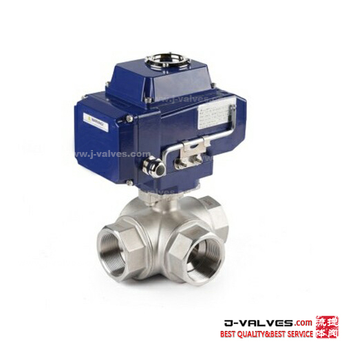Electric Actuated Stainless Steel Thread 3 Way Ball Valve