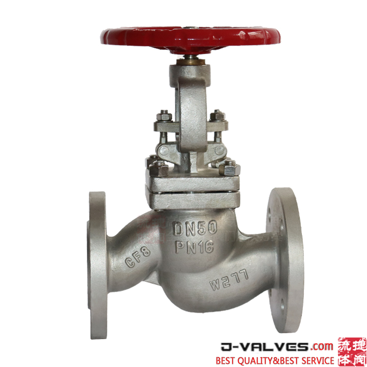 DIN DN50 PN16 A351 CF8 1.4308 stainless steel flange globe valve
