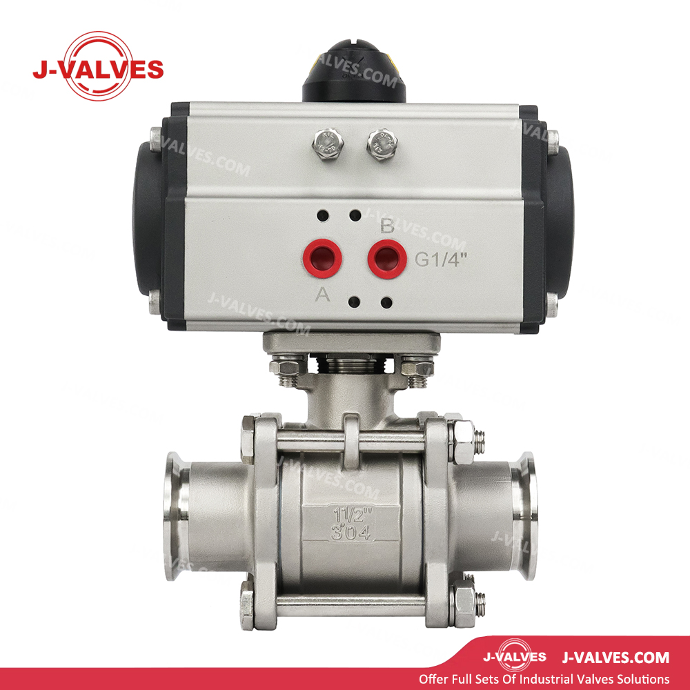 Quality Industrial Valve Product Made in China J-Valves High-Pressure CF8 Stainless Steel Three Piece 1000wog Pneumatic Flanged Ball Valve with Quick Release