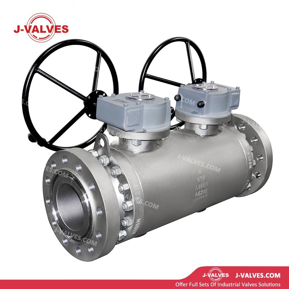 China-Made J-Valves ANSI Class 600 6 inch Forged Steel A105 Gear Operation RTJ Flaneg End Double Block and Bleed Ball Valve