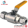 Double Ferrule-type ball valve with sealing bushing