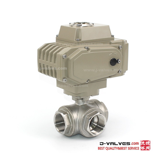 T/L Port Thread 3 Way Ball Valve with Electric Actuated 