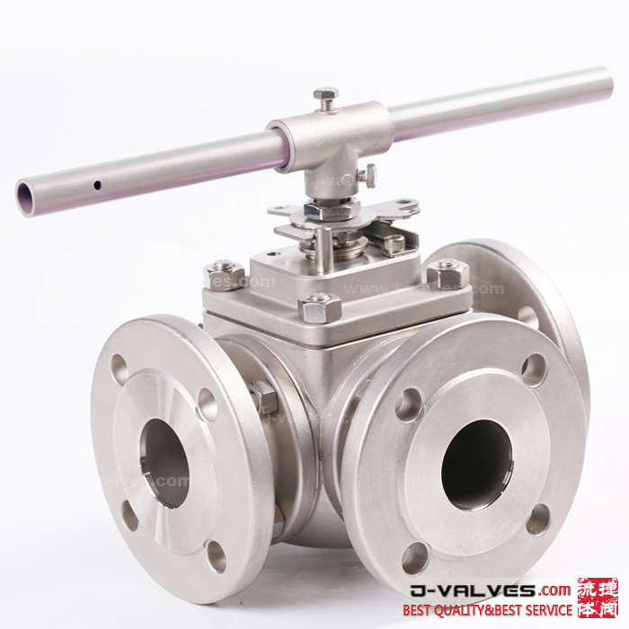 3 Way RF Flange Type Stainless Steel Floating Ball Valve