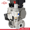 Quality Industrial Valve Product Made in China J-Valves 150LB Two Piece Pneumatic Stainless Steel Flanged Ball Valve with Air Filter, Limit Switch, Solenoid Valve, Positioner