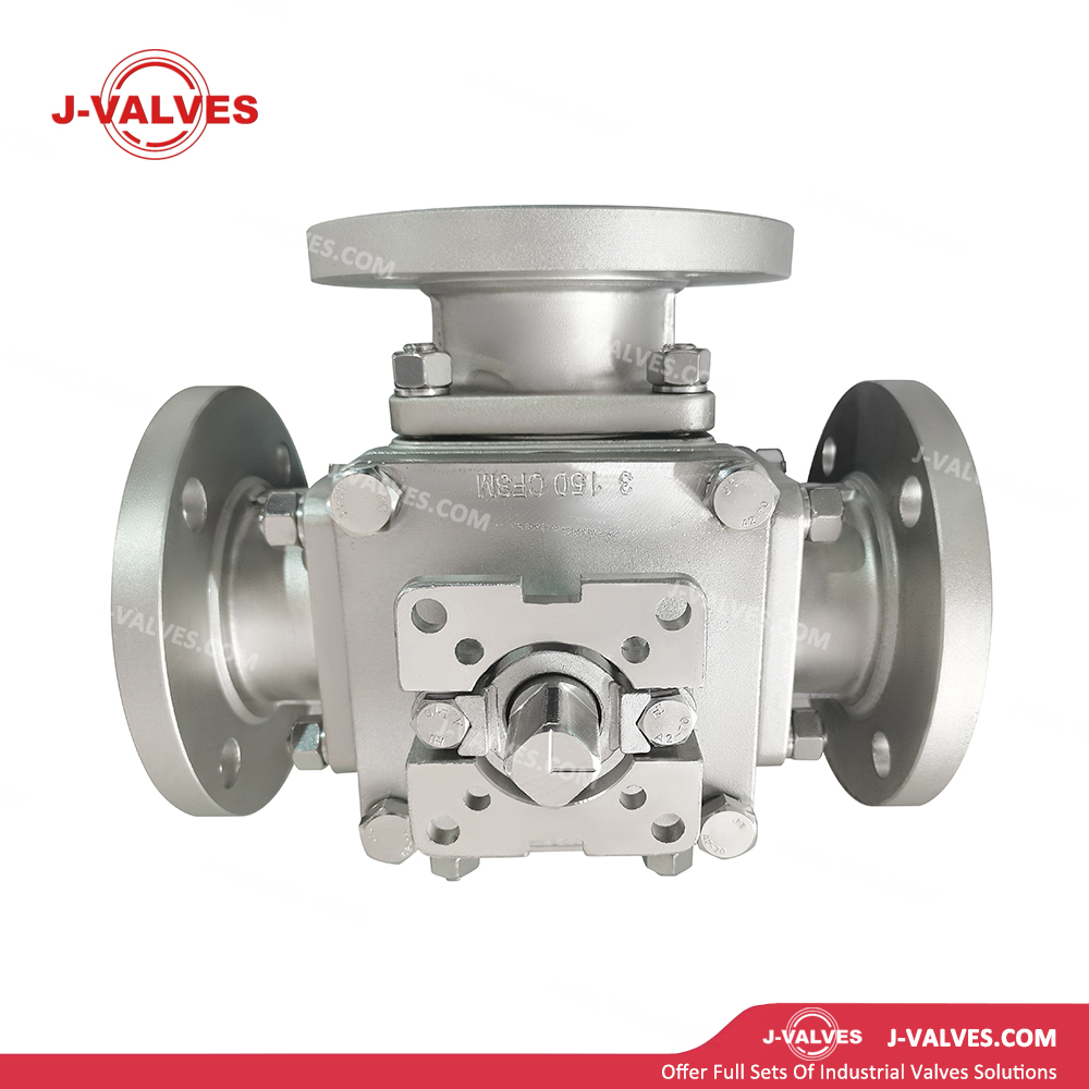 Quality Industrial Valve Product Made in China J-Valves Control Gas Stainless Steel 600LB 3 Way High-Platform Flanged Ball Valve