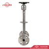 China-Made J-Valves ANSI Class 300 1 inch Forged Steel F304 Bonnet Extension With Drip Tray Handwheel Operation Flange End Cryogenic Gate Valve