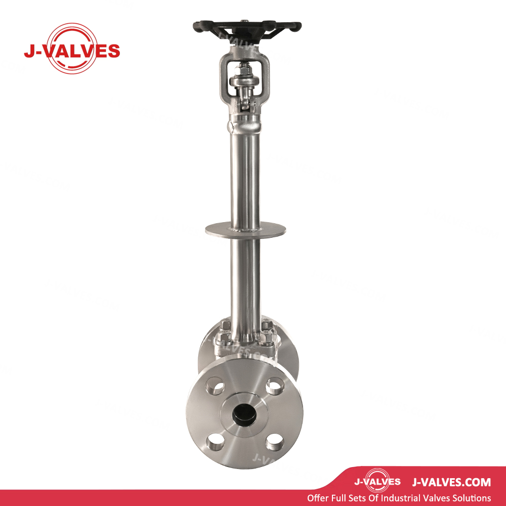 China-Made J-Valves ANSI Class 300 1 inch Forged Steel F304 Bonnet Extension With Drip Tray Handwheel Operation Flange End Cryogenic Gate Valve