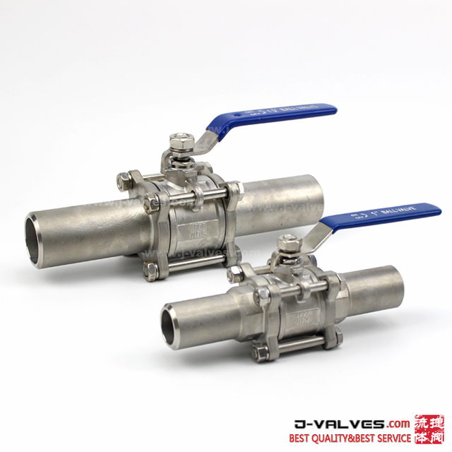 Stainless Steel CF8M 3PC Extended Welding Ball Valve in High Quality