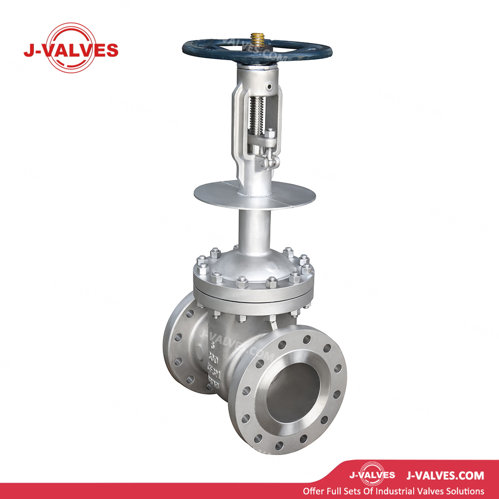 China-Made J-Valves 6inch ANSI Class 300 OS&Y Stainless Steel CF8M Handwheel Operation Flange RF Extended bonnet With drip tray Cryogenic Gate Valve