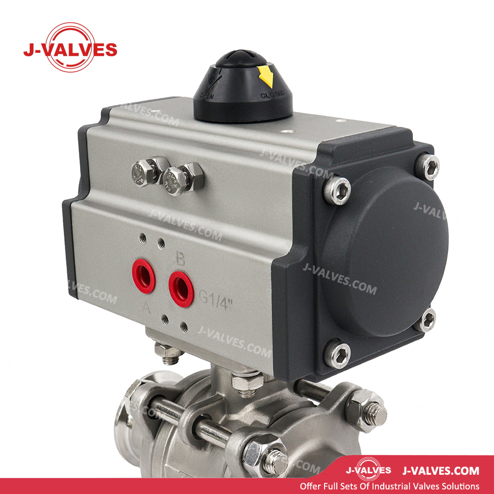 Quality Industrial Valve Product Made in China J-Valves High-Pressure CF8 Stainless Steel Three Piece 1000wog Pneumatic Flanged Ball Valve with Quick Release
