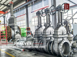 Workshop photo‑24‑inch Class150 WCB API600 OS&Y gate valve bulk finished goods J‑VALVES.jpg