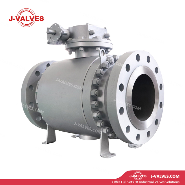 China-Made J-Valves DN250 PN100 Forged Steel A105 Full Port Gear Operation Bolted Bonnet Flange End RF 3PC Trunnion Mounted Ball Valve