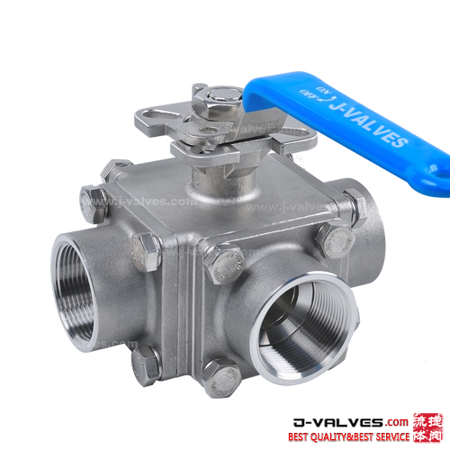 ISO5211 High Mounting 3 Way Stainless Steel NPT/BSPT/BSP Female Thread Ball Valve