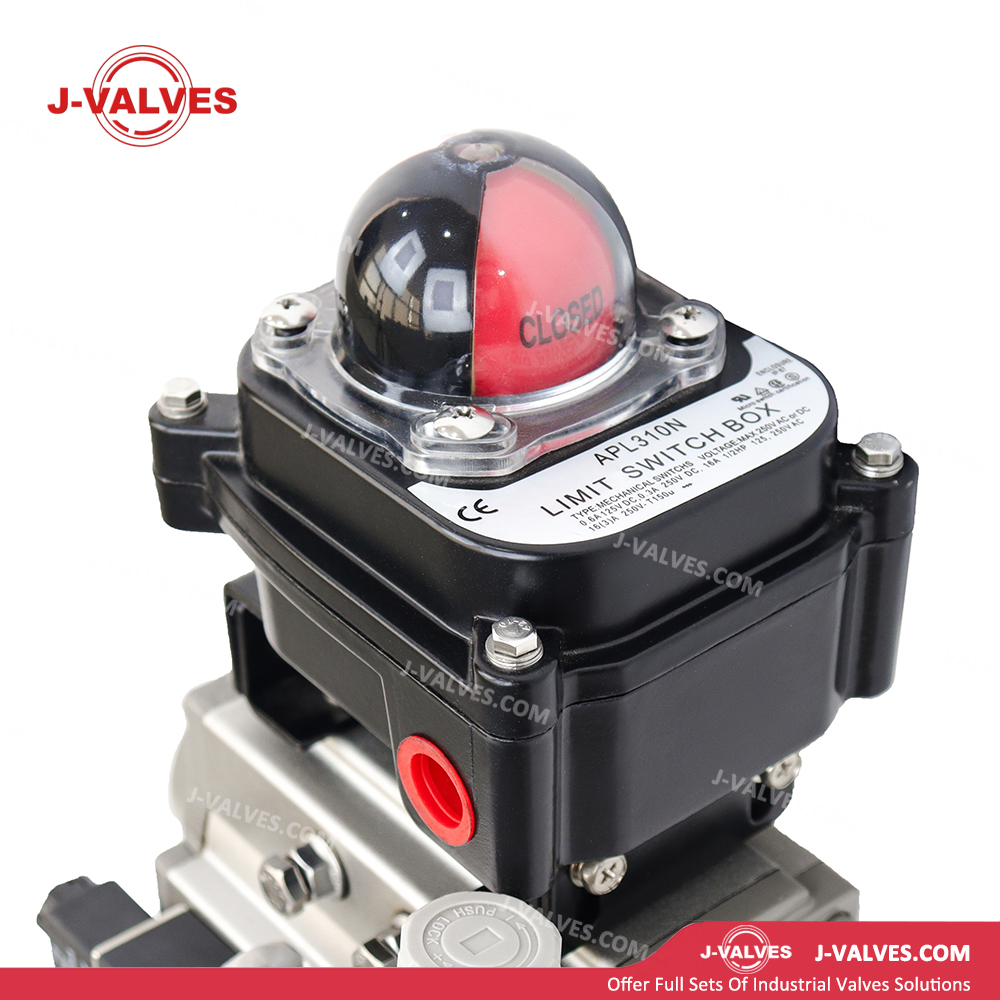Quality Industrial Valve Product Made in China J-Valves 150LB Two Piece Pneumatic Stainless Steel Flanged Ball Valve with Air Filter, Limit Switch, Solenoid Valve, Positioner