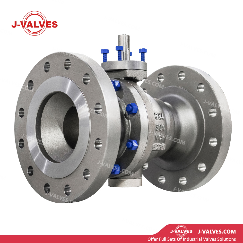 China-Made J-Valves 6*4 inch ANSI Class 300 Carbon Steel WCB Bolted Bonnet With Top Flange Short Stem Flange End Gear/Electric/Pneumatic Operation 2PC Reduce Bore Trunnion Mounted Ball Valve