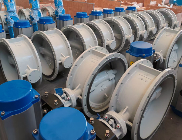 Pneumatic operation flange triple eccentric butterfly valve