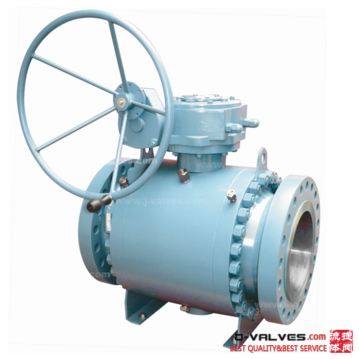 API6d Full Bore Forged Steel A105 Flanged Type RF Trunnion Mounted Ball Valves Wtih Gear