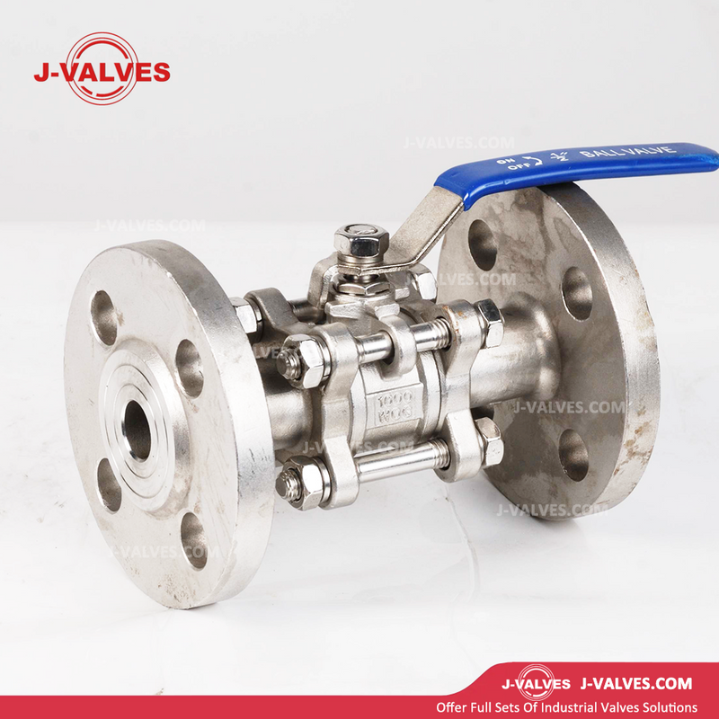 J-Valves Made in China 3PC Ball Valve Flange End Direct Mounting Pad 304/316 1000wog Ball Valve