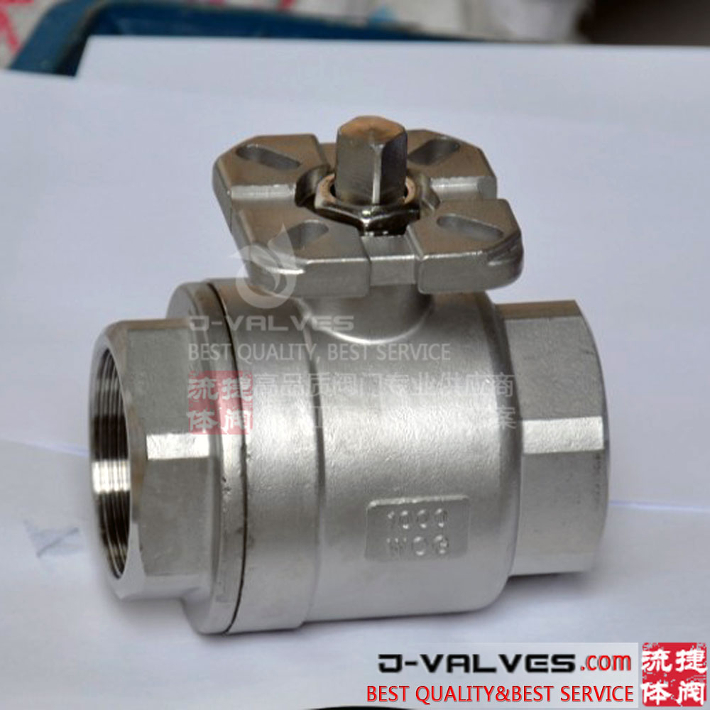 2PC Female Threaded Stainless Steel Ball Valve with ISO Mounting Pad