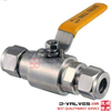 Double Ferrule-type ball valve with sealing bushing