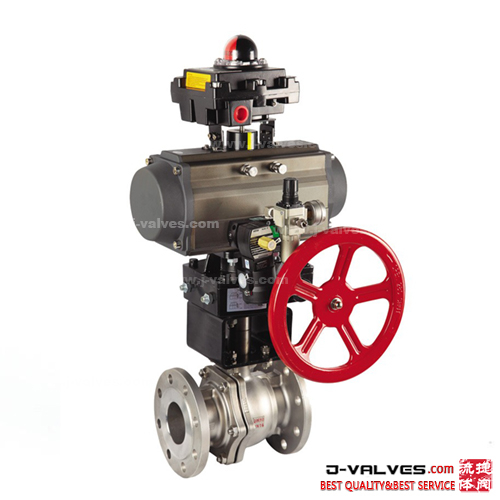 Pneumatically Operated 2 Piece Stainless Steel Flanged Floating Ball Valve