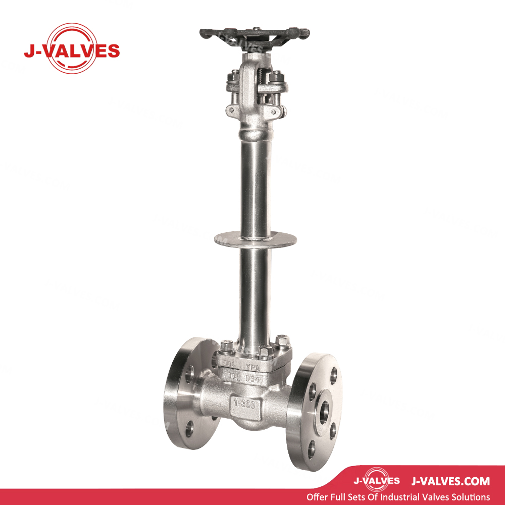 China-Made J-Valves ANSI Class 300 1 inch Forged Steel F304 Bonnet Extension With Drip Tray Handwheel Operation Flange End Cryogenic Gate Valve