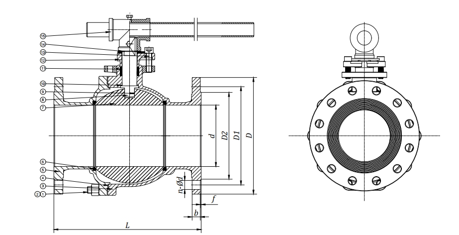 drawing Floating Ball valve