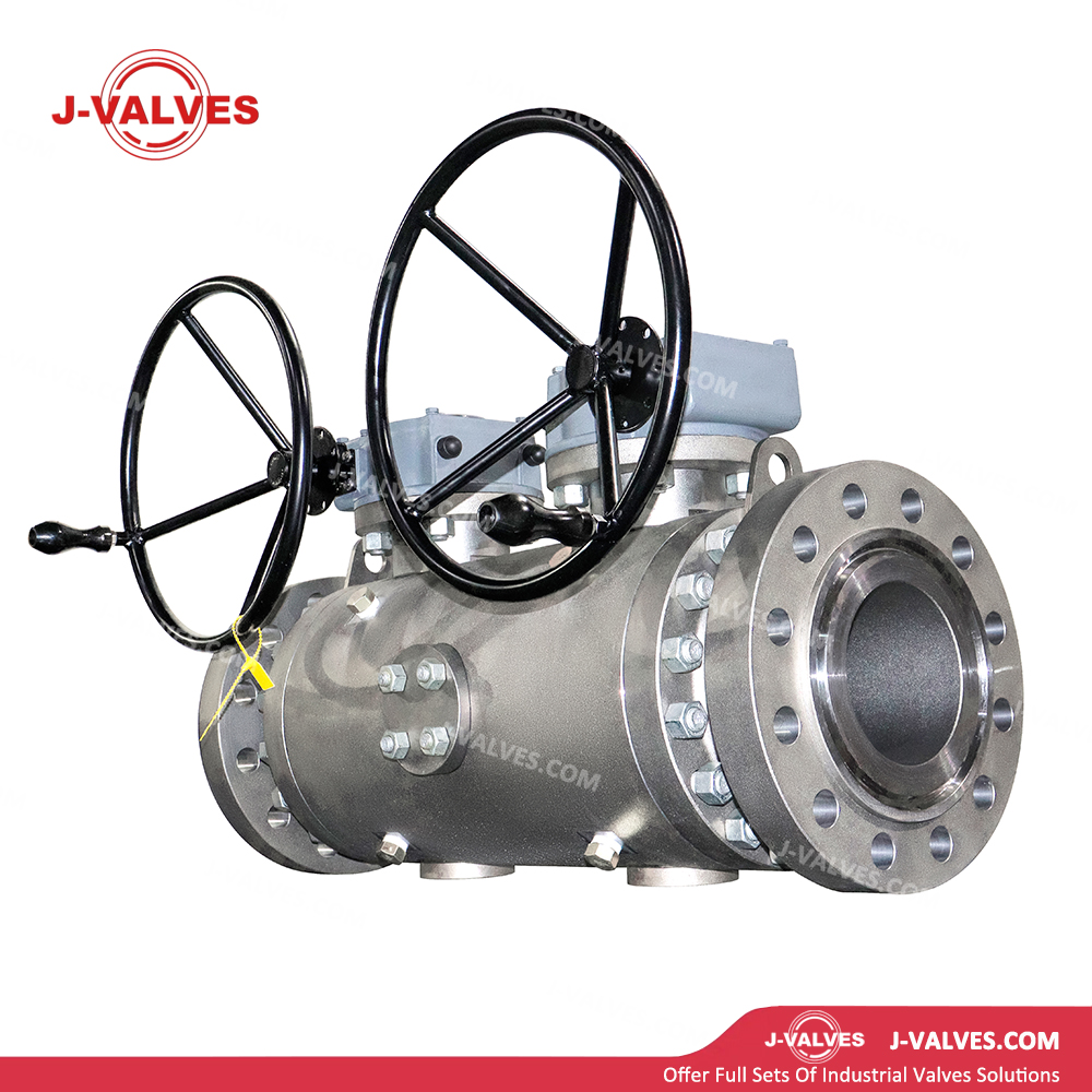 China-Made J-Valves ANSI Class 600 6 inch Forged Steel A105 Gear Operation RTJ Flaneg End Double Block and Bleed Ball Valve