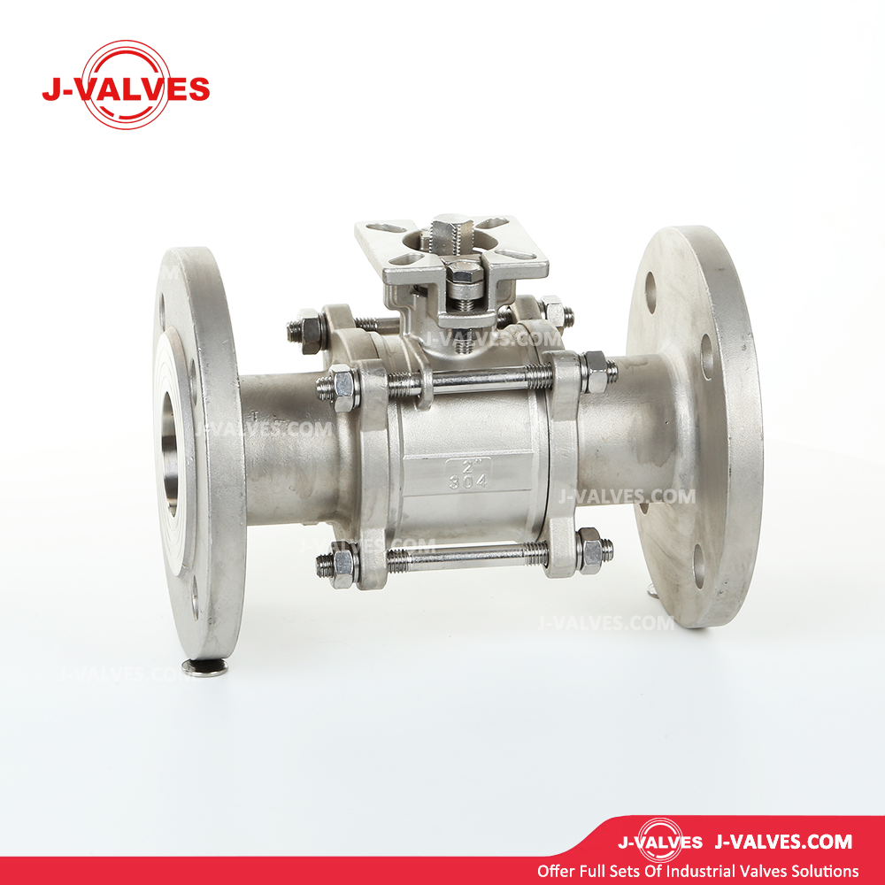 J-Valves Made in China Stainless Steel 304/316 3PC Flange End Direct Mounting Pad 1000wog Ball Valve