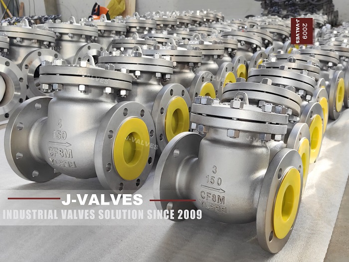 150LB CF8M flanged swing check valves batch for oil and gas transport J‑VALVES factory.jpg