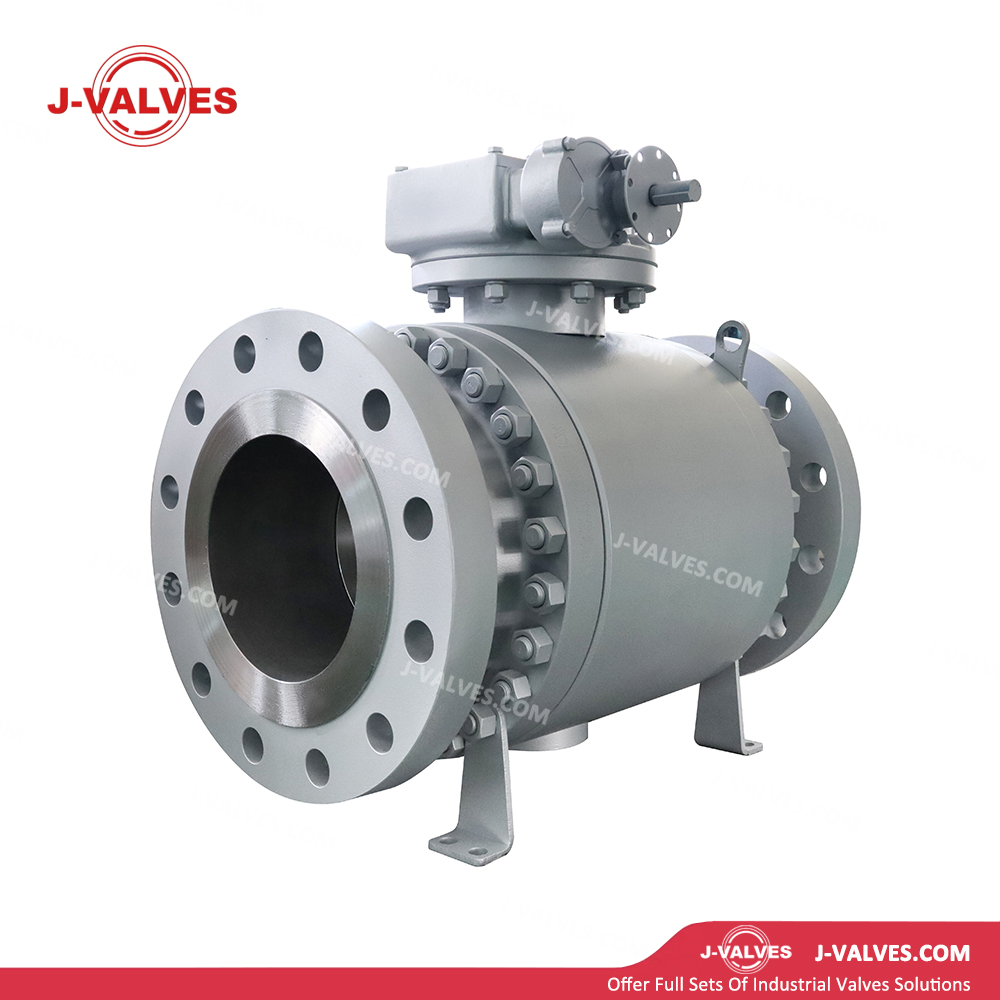 China-Made J-Valves DN250 PN100 Forged Steel A105 Full Port Gear Operation Bolted Bonnet Flange End RF 3PC Trunnion Mounted Ball Valve
