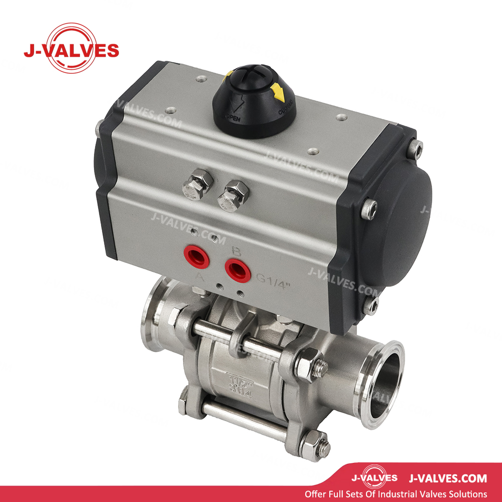 Quality Industrial Valve Product Made in China J-Valves High-Pressure CF8 Stainless Steel Three Piece 1000wog Pneumatic Flanged Ball Valve with Quick Release