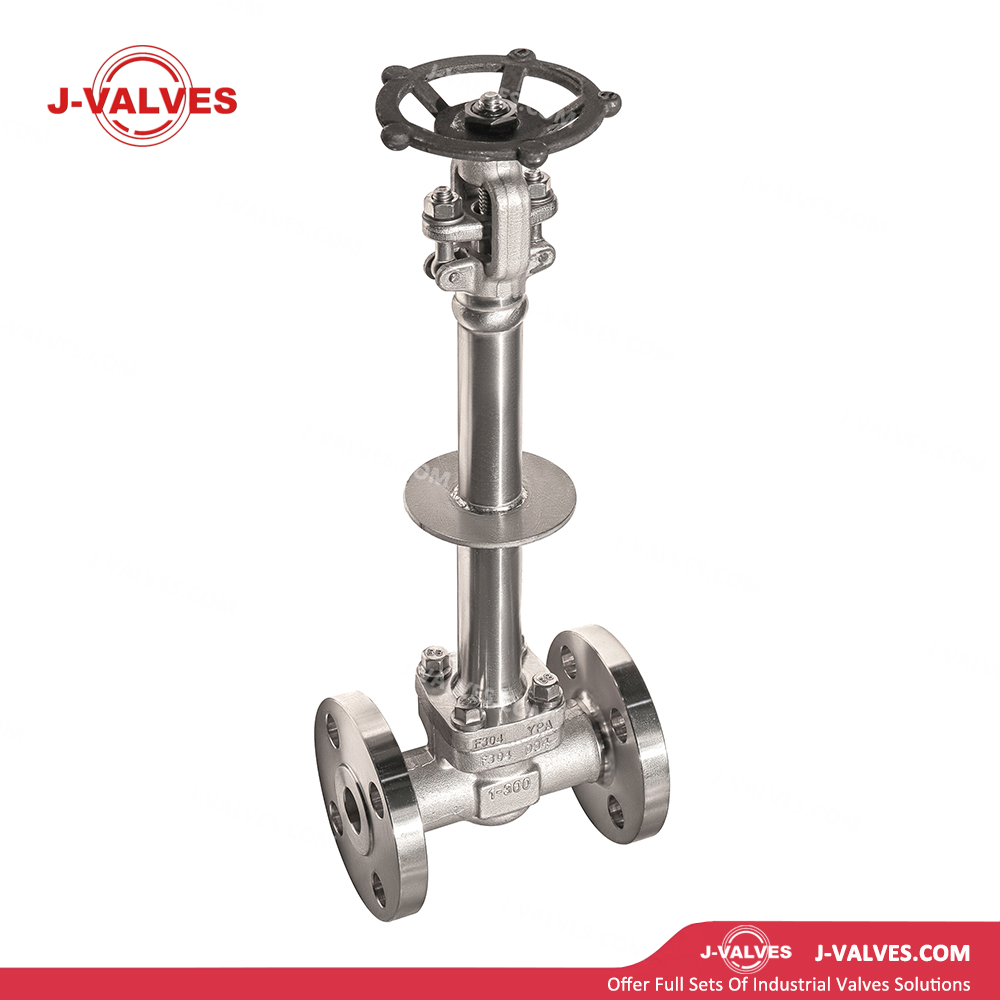 China-Made J-Valves ANSI Class 300 1 inch Forged Steel F304 Bonnet Extension With Drip Tray Handwheel Operation Flange End Cryogenic Gate Valve