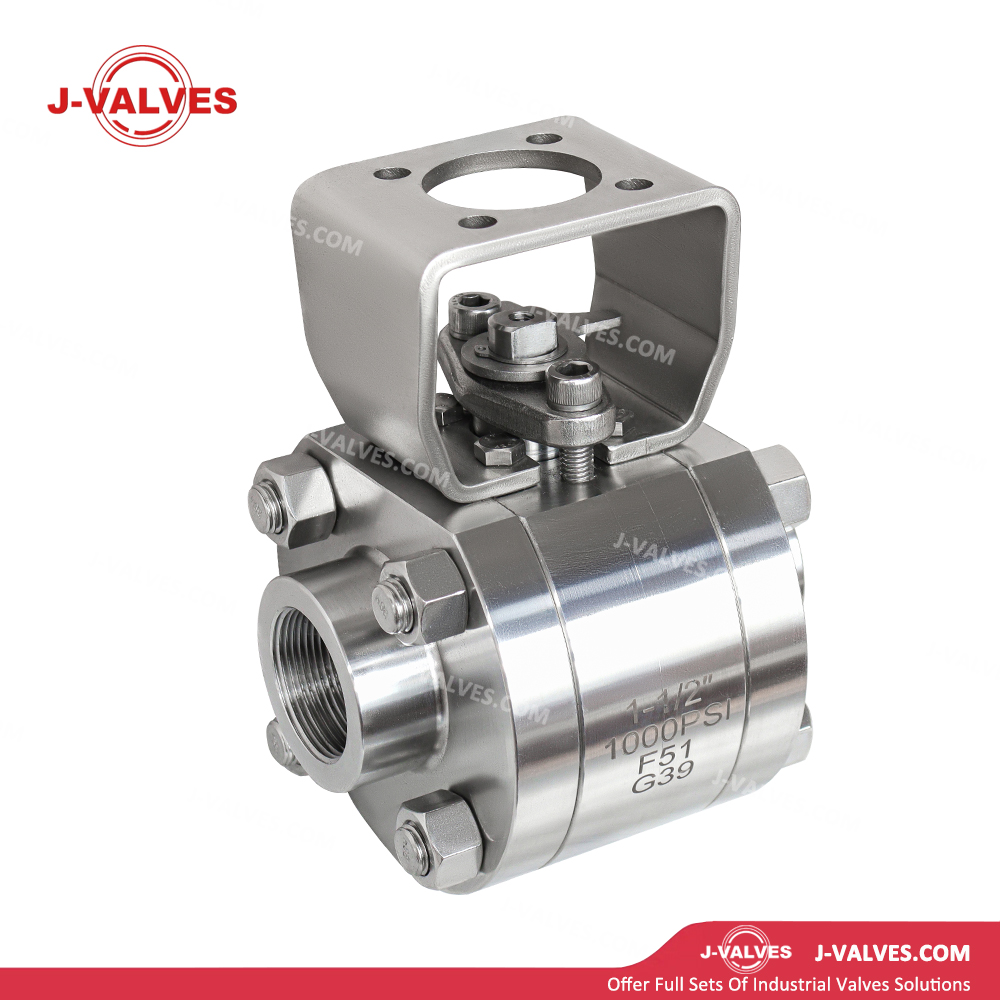Quality Industrial Valve Product Made in China J-Valves 1000PSI Duplex Stainless Steel F51 Threaded End 3PC Ball Valve with Platform