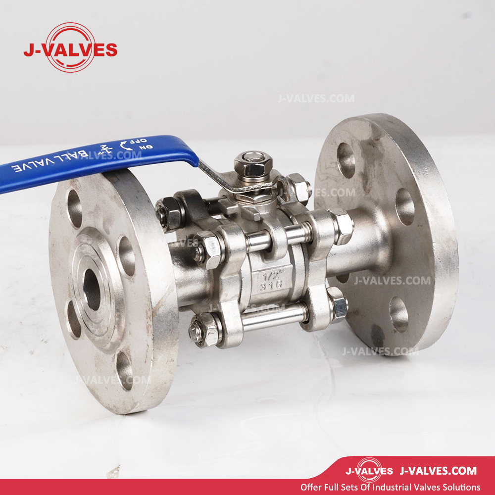 J-Valves Made in China 3PC Ball Valve Flange End Direct Mounting Pad 304/316 1000wog Ball Valve