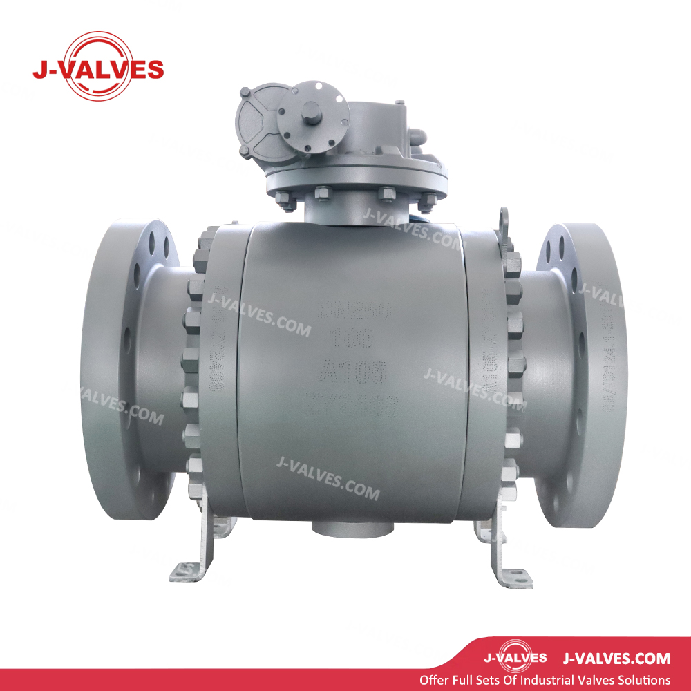 China-Made J-Valves DN250 PN100 Forged Steel A105 Full Port Gear Operation Bolted Bonnet Flange End RF 3PC Trunnion Mounted Ball Valve