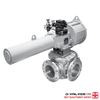 Pneumatic Single Acting Spring Return 3-Way L Port Or T Port Stainless Steel Trunnion Ball Valve
