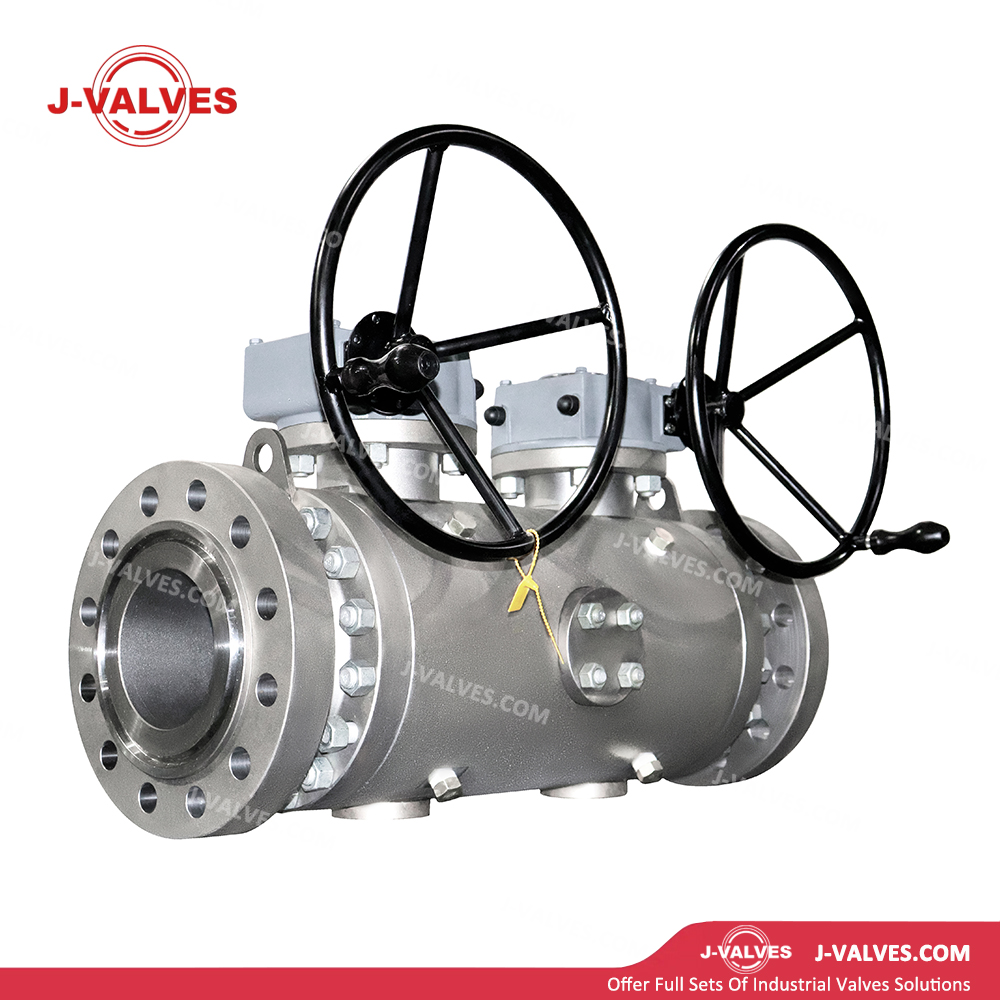 China-Made J-Valves ANSI Class 600 6 inch Forged Steel A105 Gear Operation RTJ Flaneg End Double Block and Bleed Ball Valve