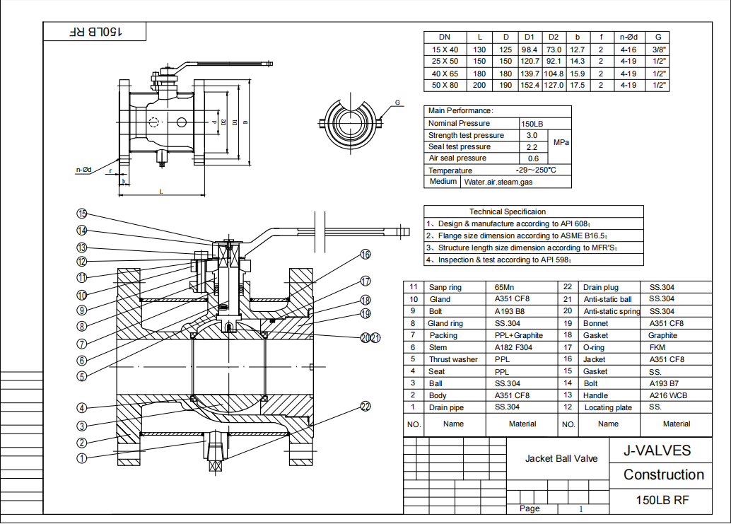 Flanged Jacketed Insulated Ball Valve