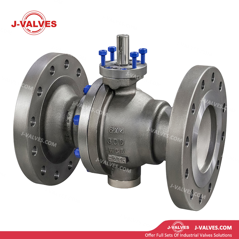 China-Made J-Valves 6*4 inch ANSI Class 300 Carbon Steel WCB Bolted Bonnet With Top Flange Short Stem Flange End Gear/Electric/Pneumatic Operation 2PC Reduce Bore Trunnion Mounted Ball Valve