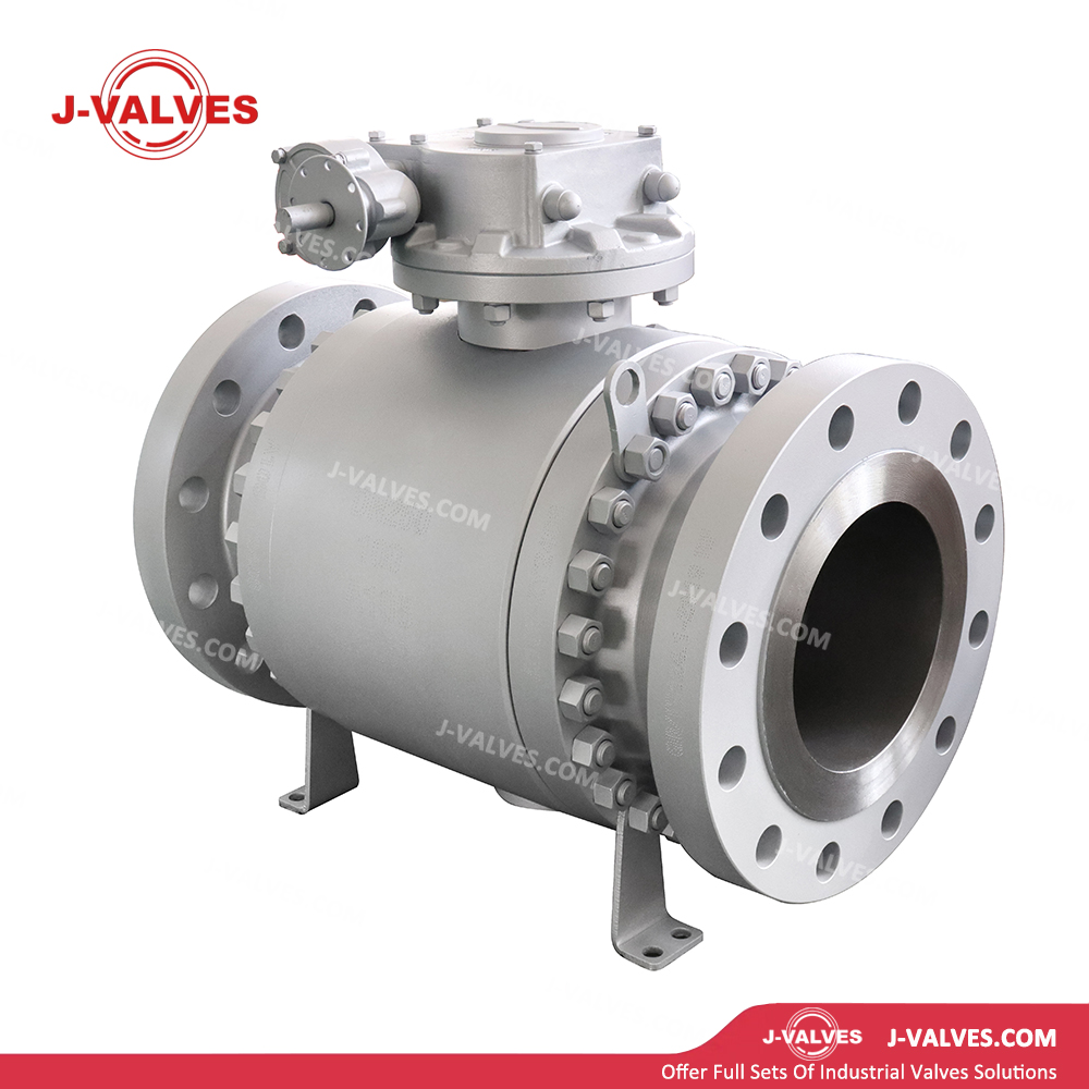 China-Made J-Valves DN250 PN100 Forged Steel A105 Full Port Gear Operation Bolted Bonnet Flange End RF 3PC Trunnion Mounted Ball Valve